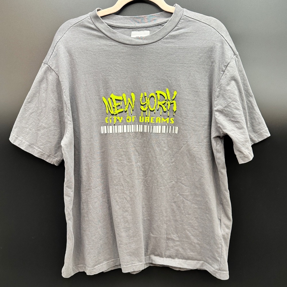 Riot Empire New York City of Dreams Smiley Face Graphic Tee Grey XL MNSS5084-RE